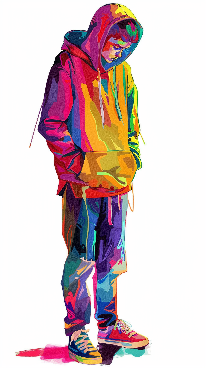 Colorful Latin Teen Boy Painting