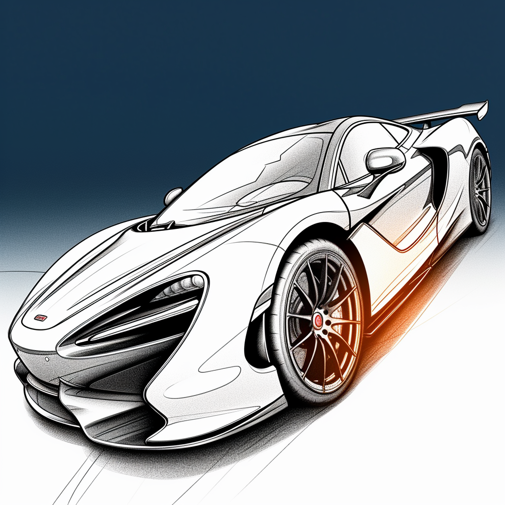 Line Art of Modern Import Cars for Kids