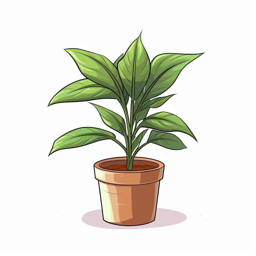 Line cartoon plant sitting on the floor