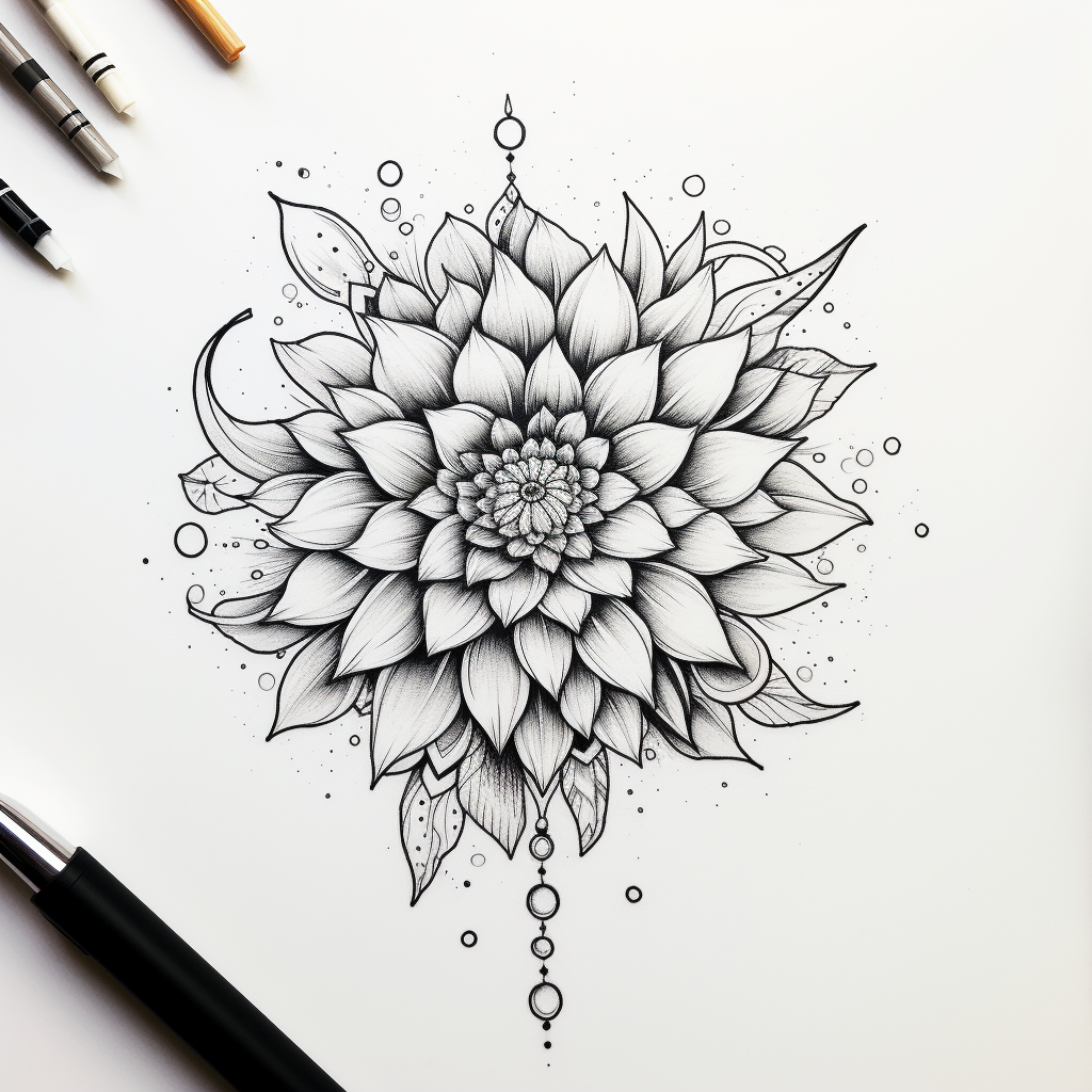 Tattoo design mandela flower