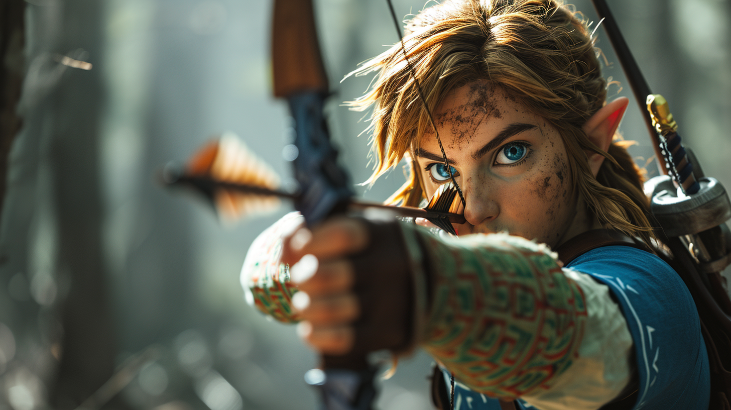 Link shooting a bow and arrow