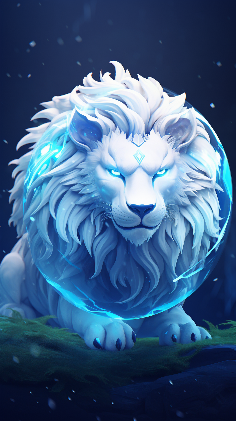 Lion ball in snowy nature