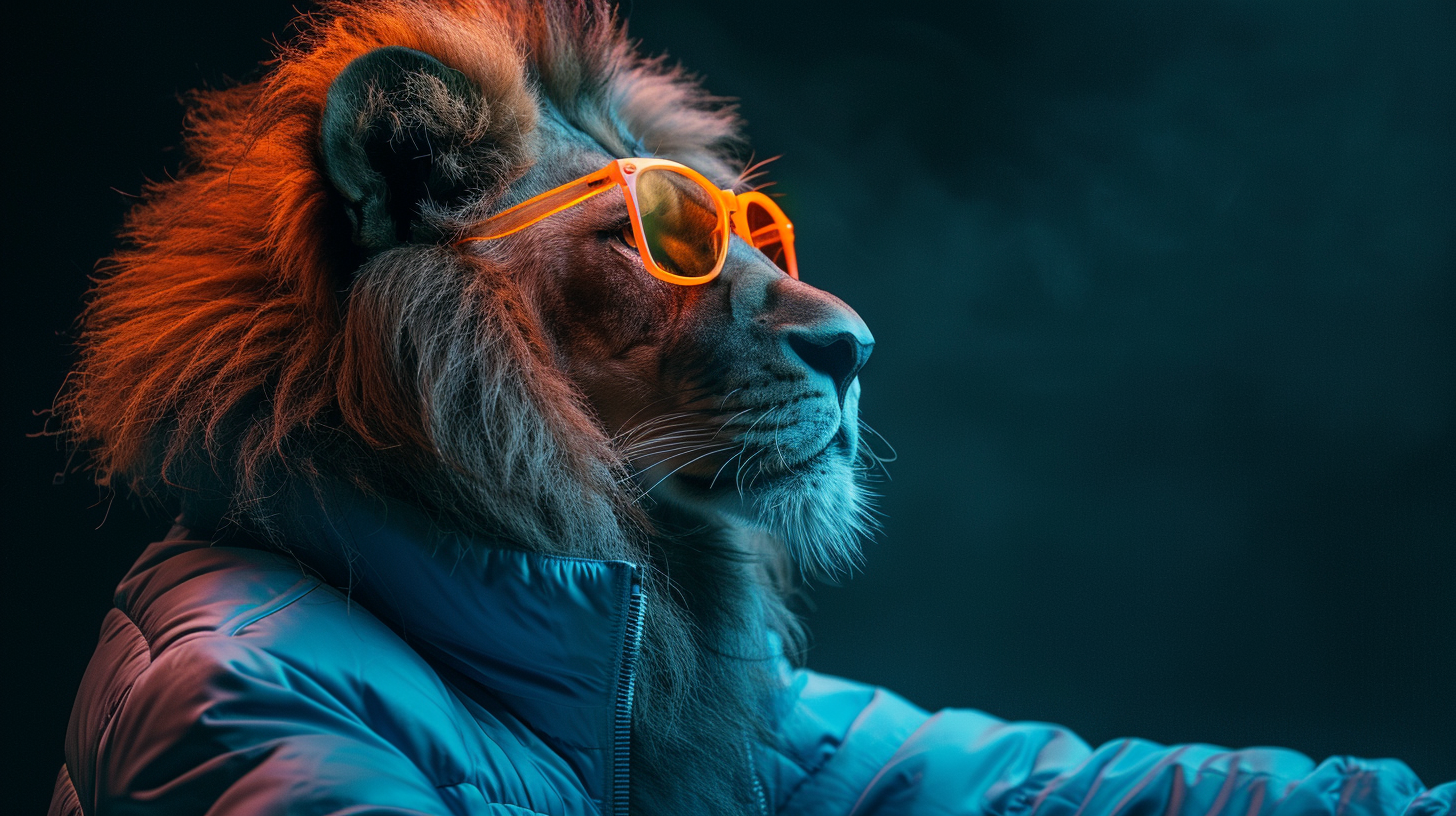 Lion in Blue Jacket