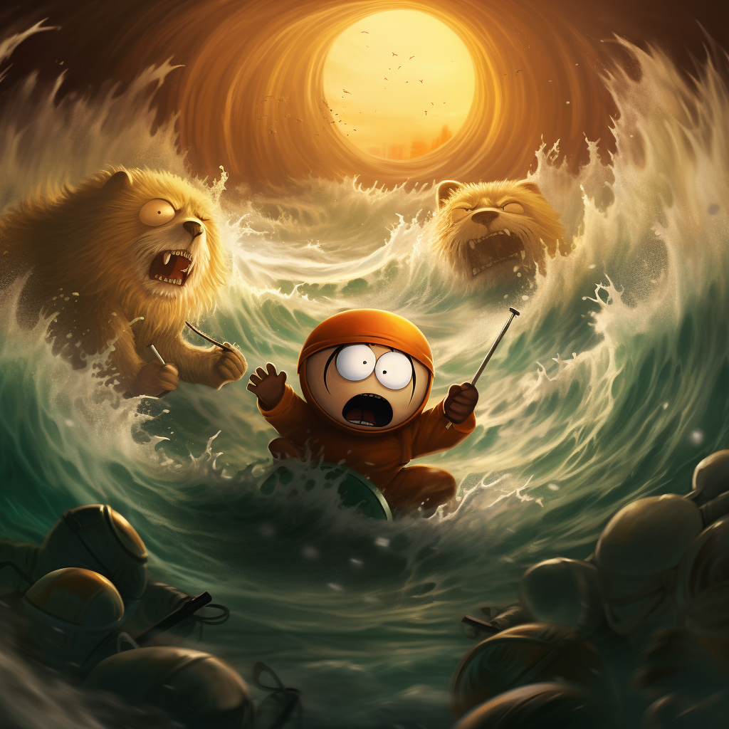 Lion stopping flood and being eaten by Cartman