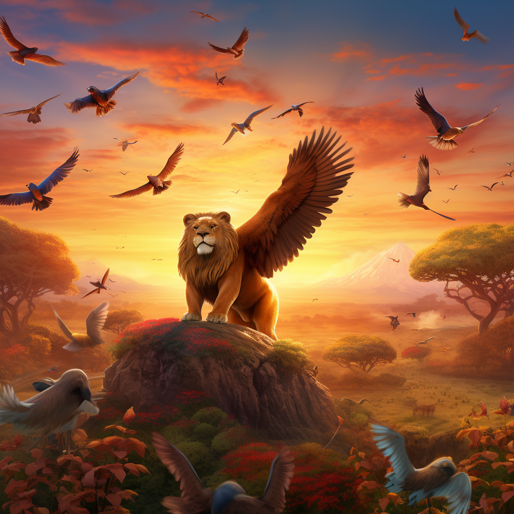 Lion King Birds Landscape Cartoon