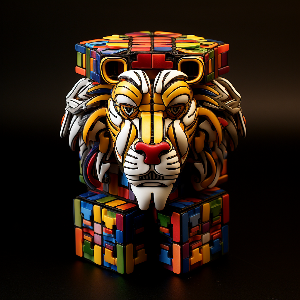 Rubik's Cube with lion, king, and giraffe