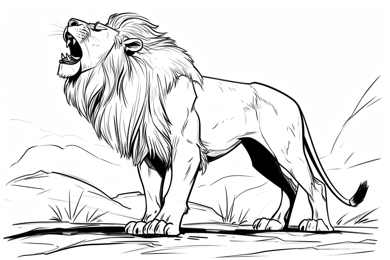 Lion Roaring Coloring Page