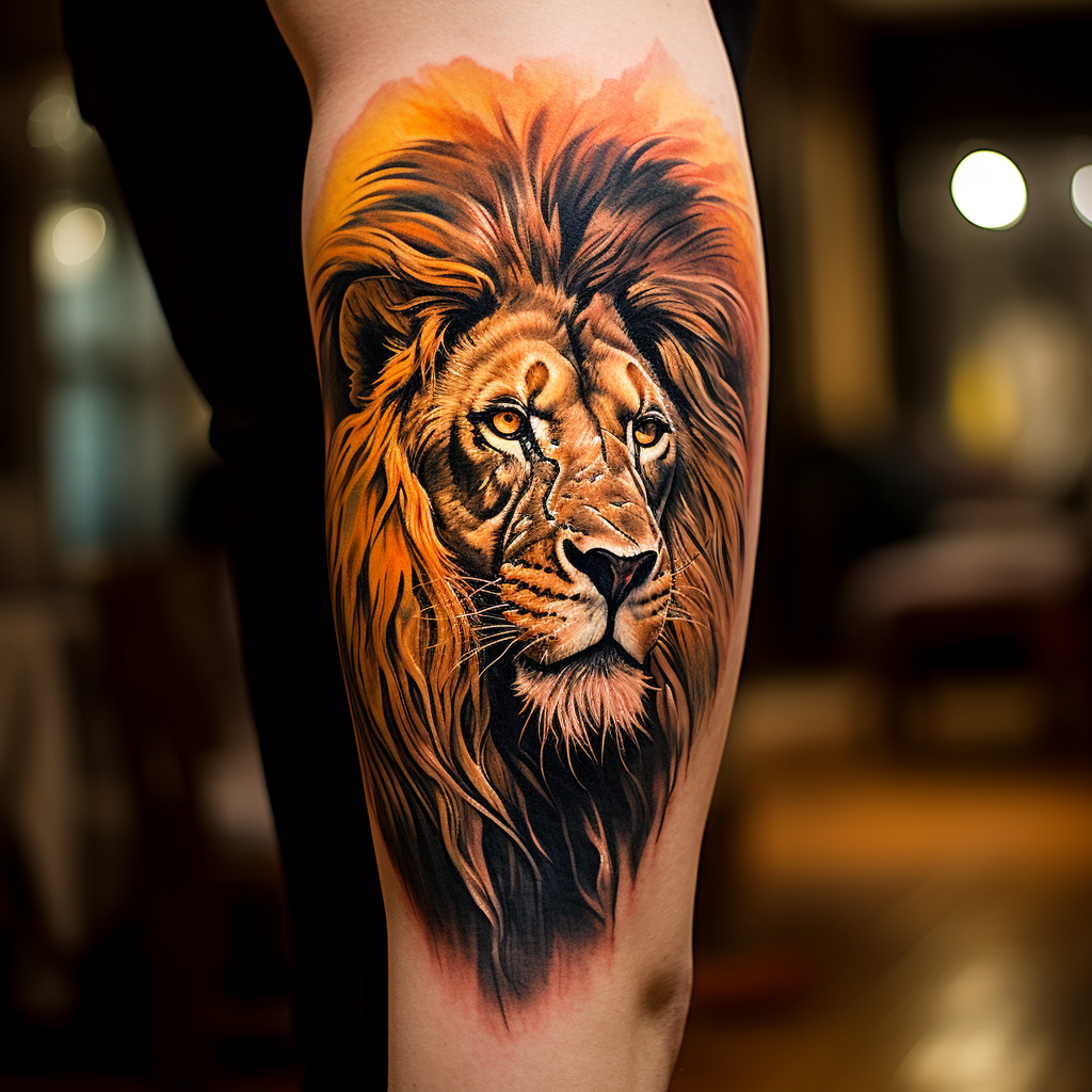 Magnificent lion tattoo with intricate details