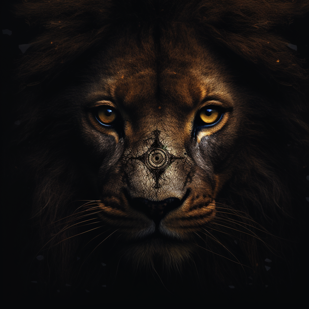 Beautiful lion's eyes on dark background