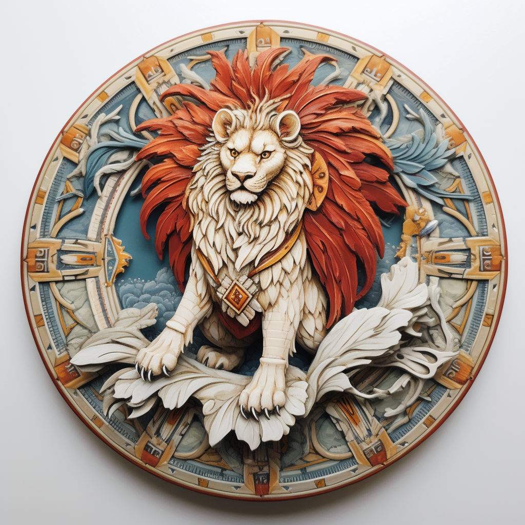 Lion gaming miniature with shield on white background