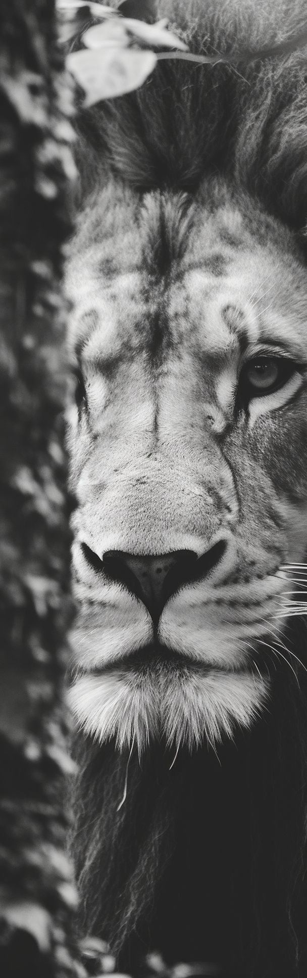 Close-up of majestic lion face in marble