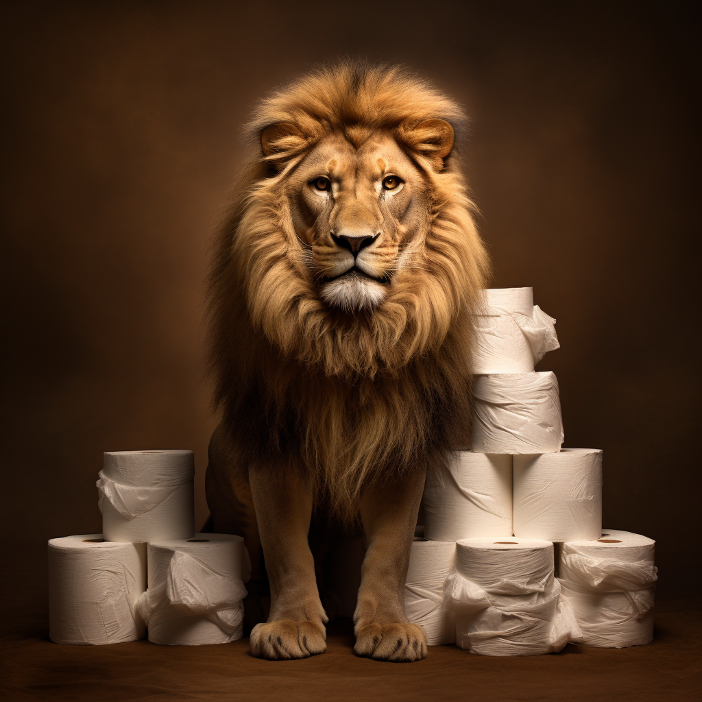 Lion with Toilet Rolls