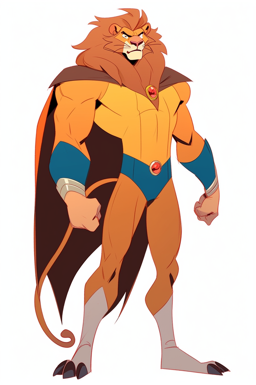 Illustration of a furry lion superhero