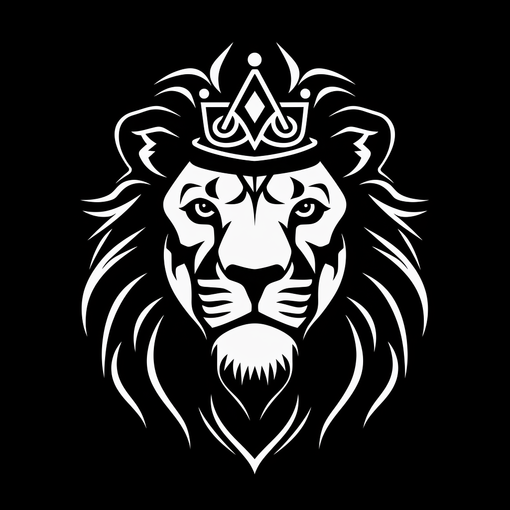 Majestic lion wearing crown in vector logo