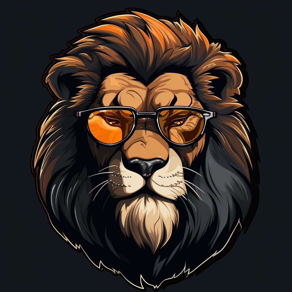 Lion wearing sunglasses mascot logo