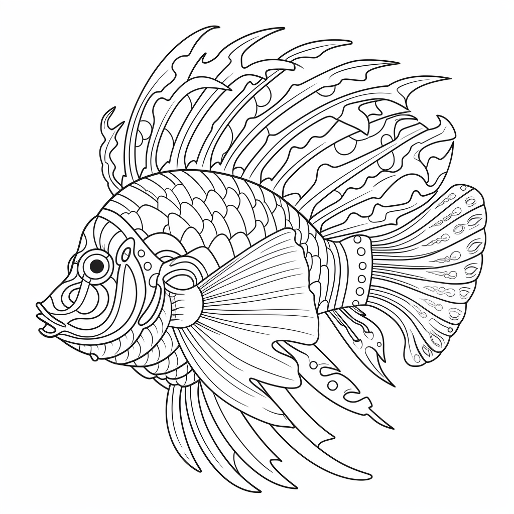 Simple Mandala Lionfish Coloring Page