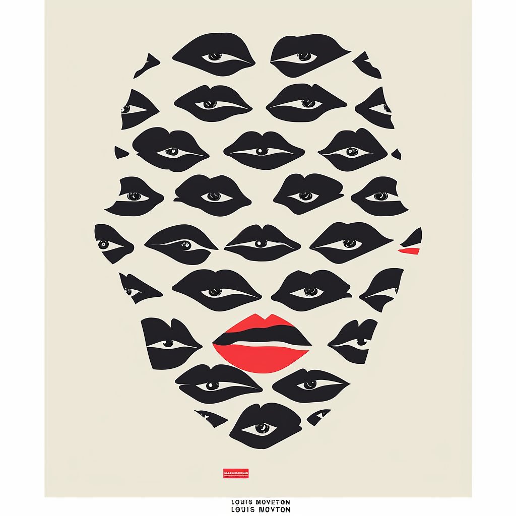 Abstract Lips with Eyes Vector Art