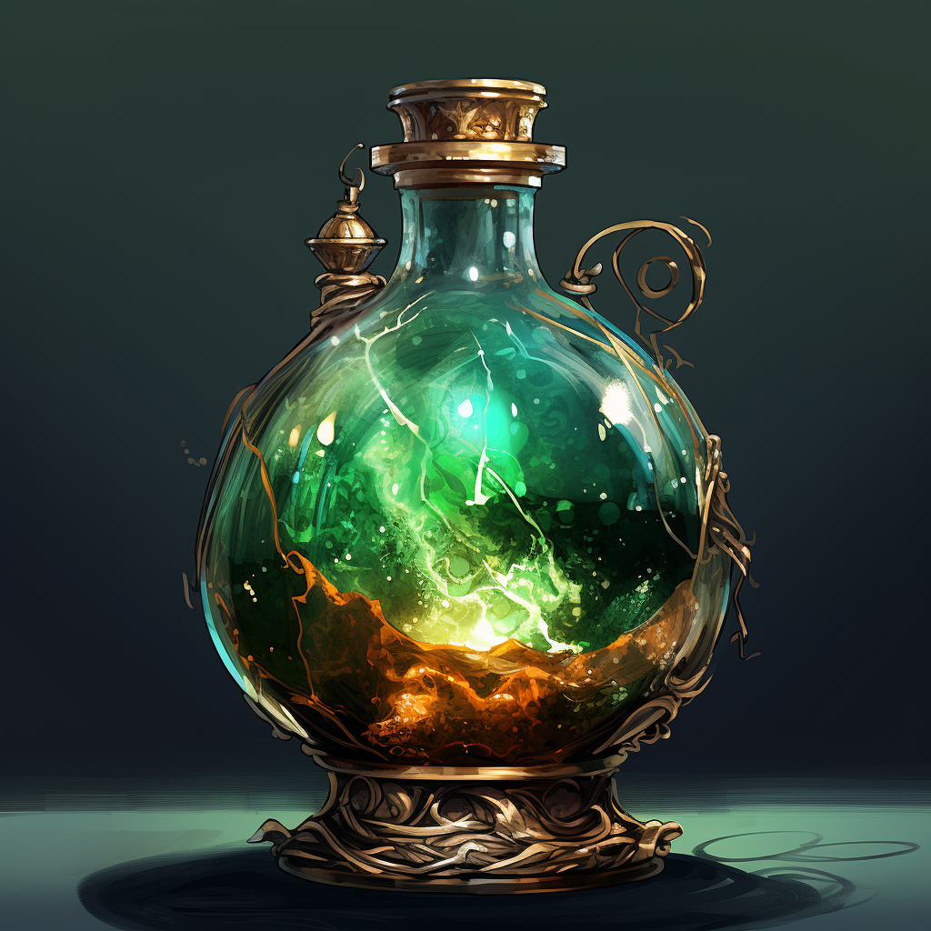 Illustration of a mesmerizing liquid glass potion