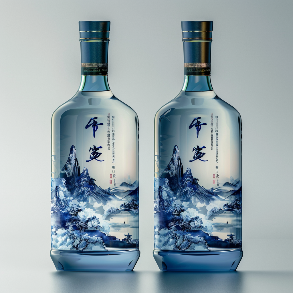 Blue Liquor Bottle Packaging Series