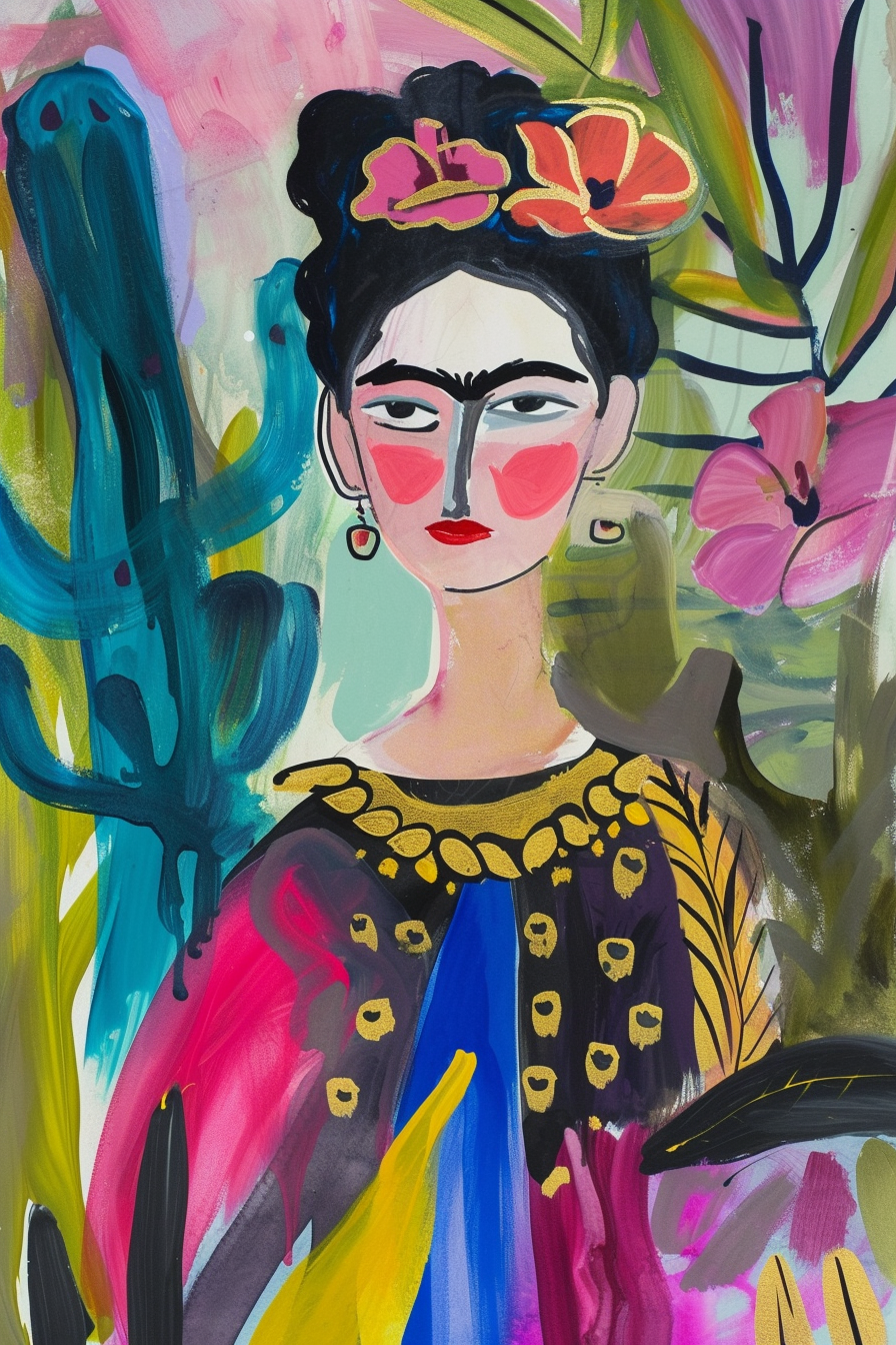 Colorful hand-painted artwork in Lisa Congdon style