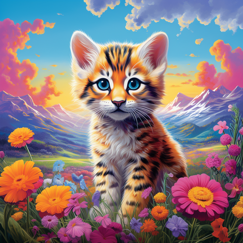 Colorful Lisa Frank-inspired meadow image