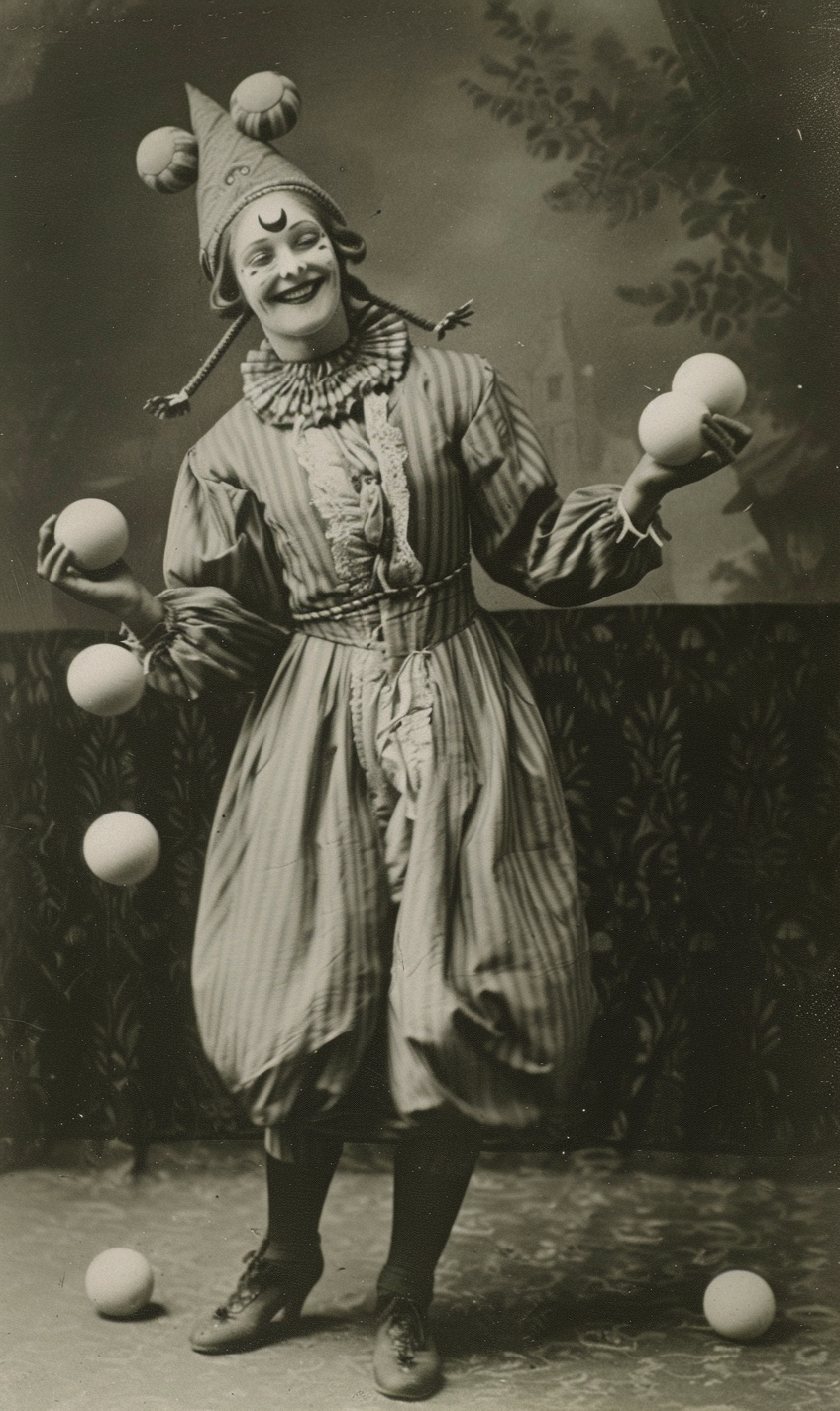 Female Jester Lith Printing Smiling