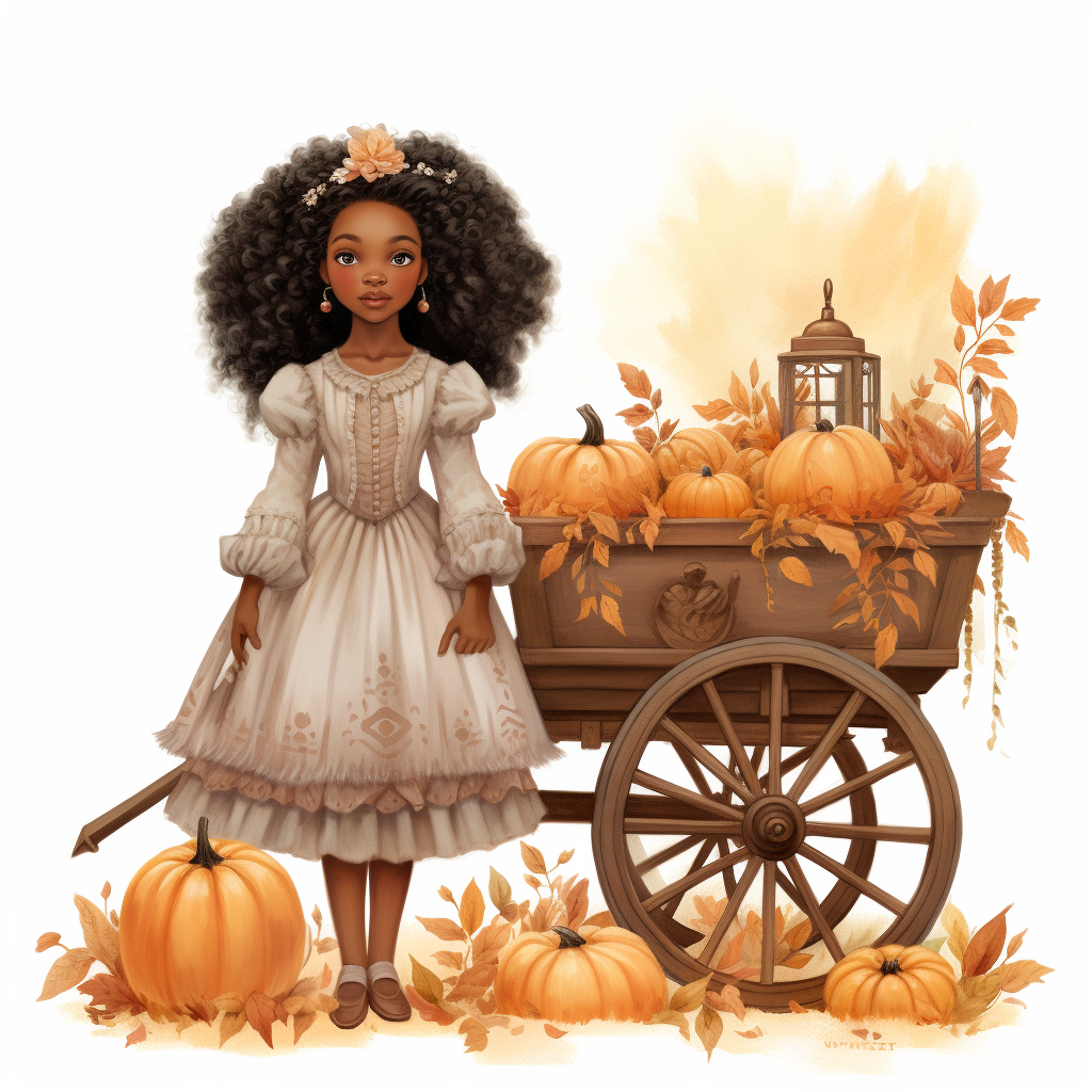 Little black girl on hayride cart