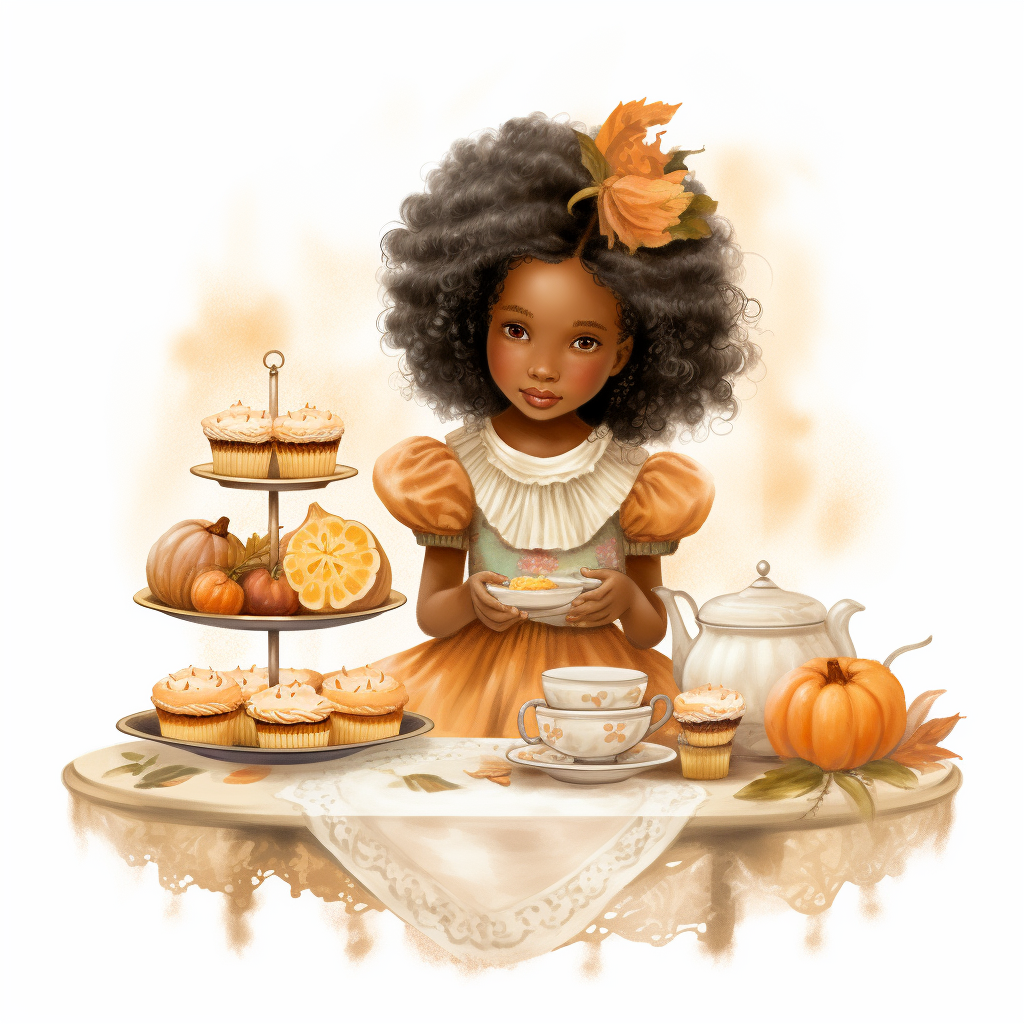 Little Black Girl Eating Dessert with Pumpkin Pie ?