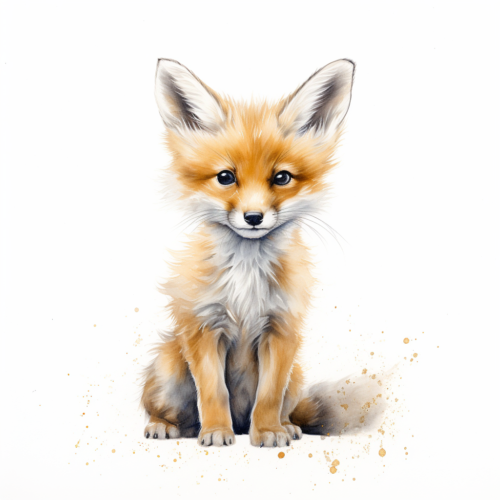 Cute baby fox on a white background