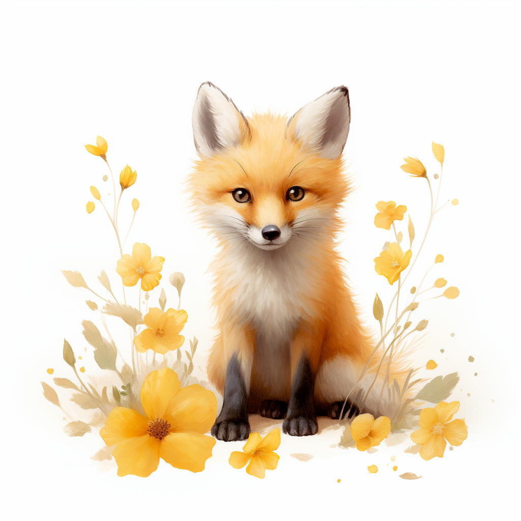 Cute baby fox on a white background