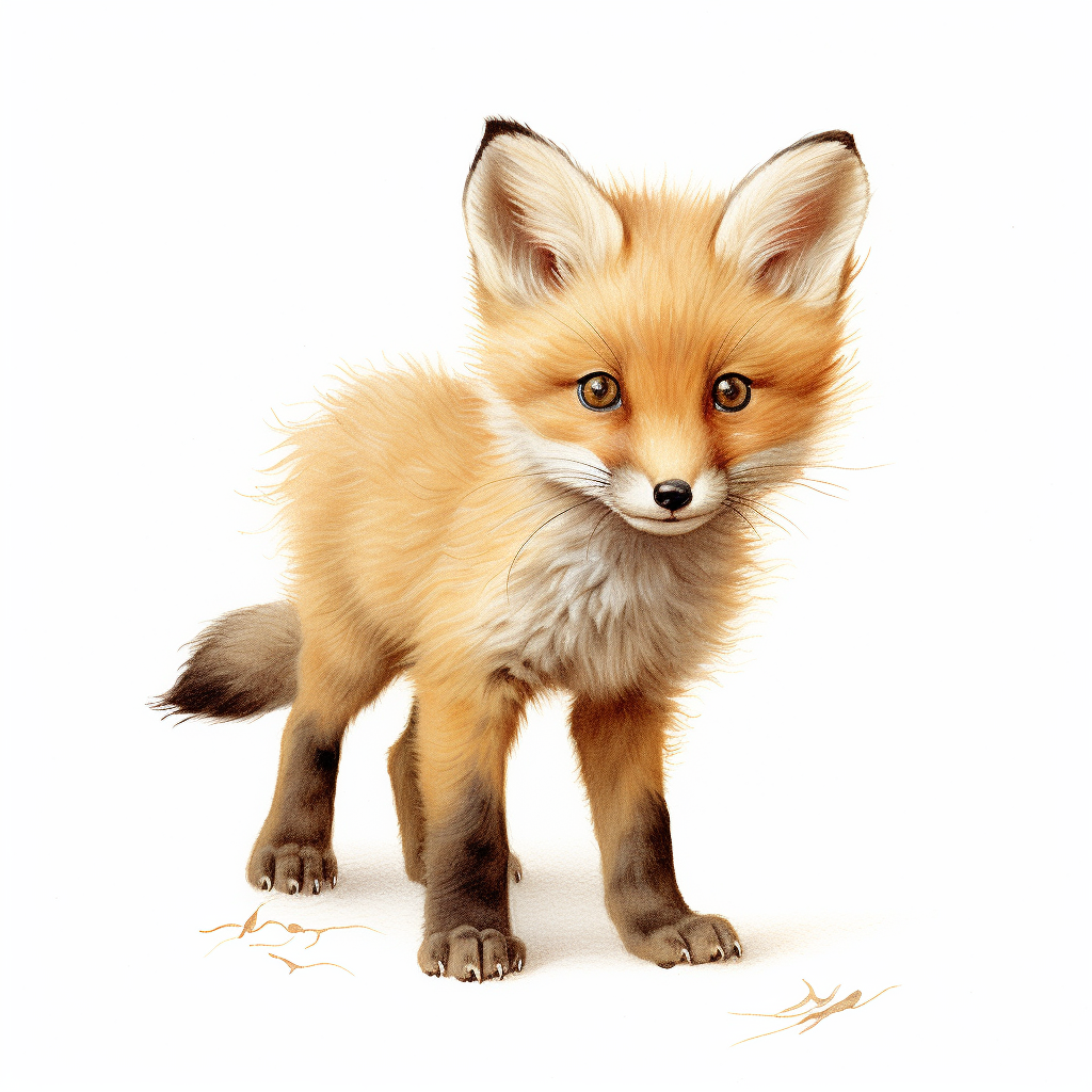 Cute Baby Fox on White Background