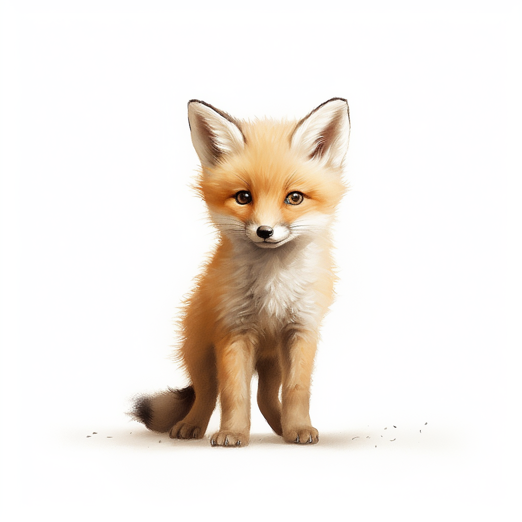 Cute little fox on white background