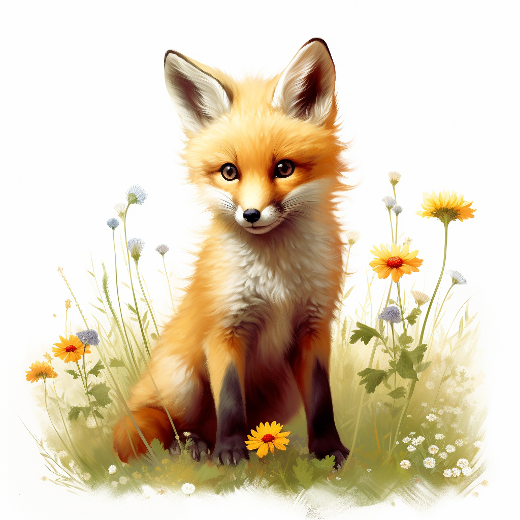 Cute Little Fox on White Background