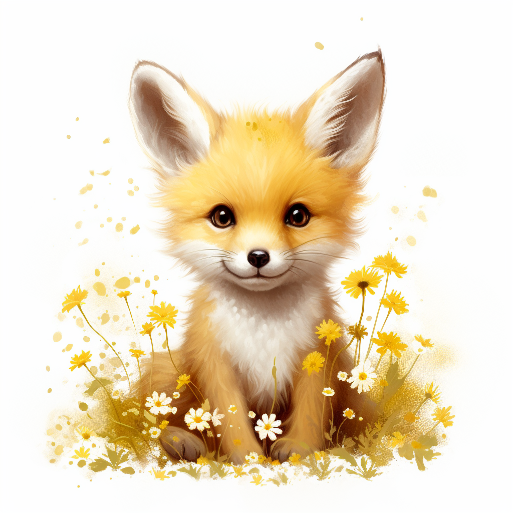 Cute baby fox on white background