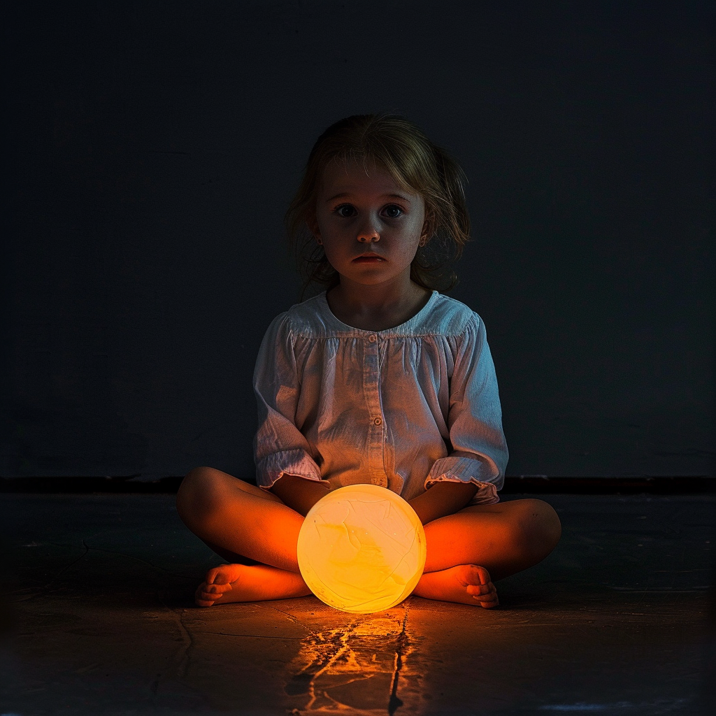 Little girl in dark room