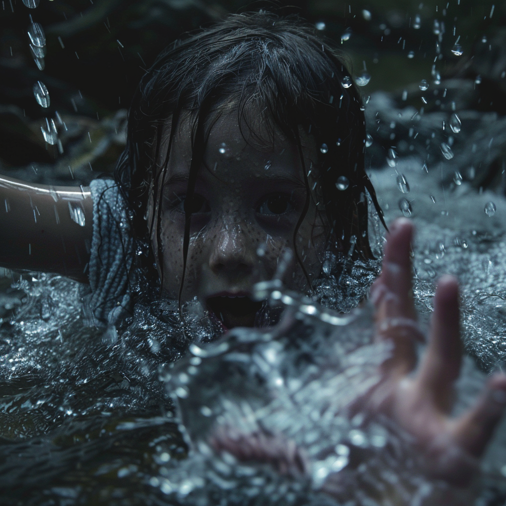 Little girl pulled underwater by ghostly hand