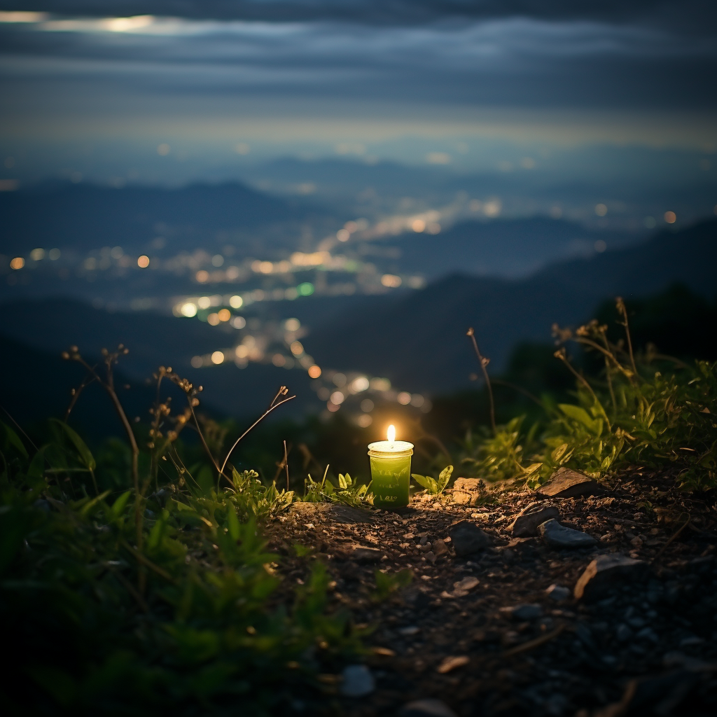 Little light candle in Monterrey Mexico mountains