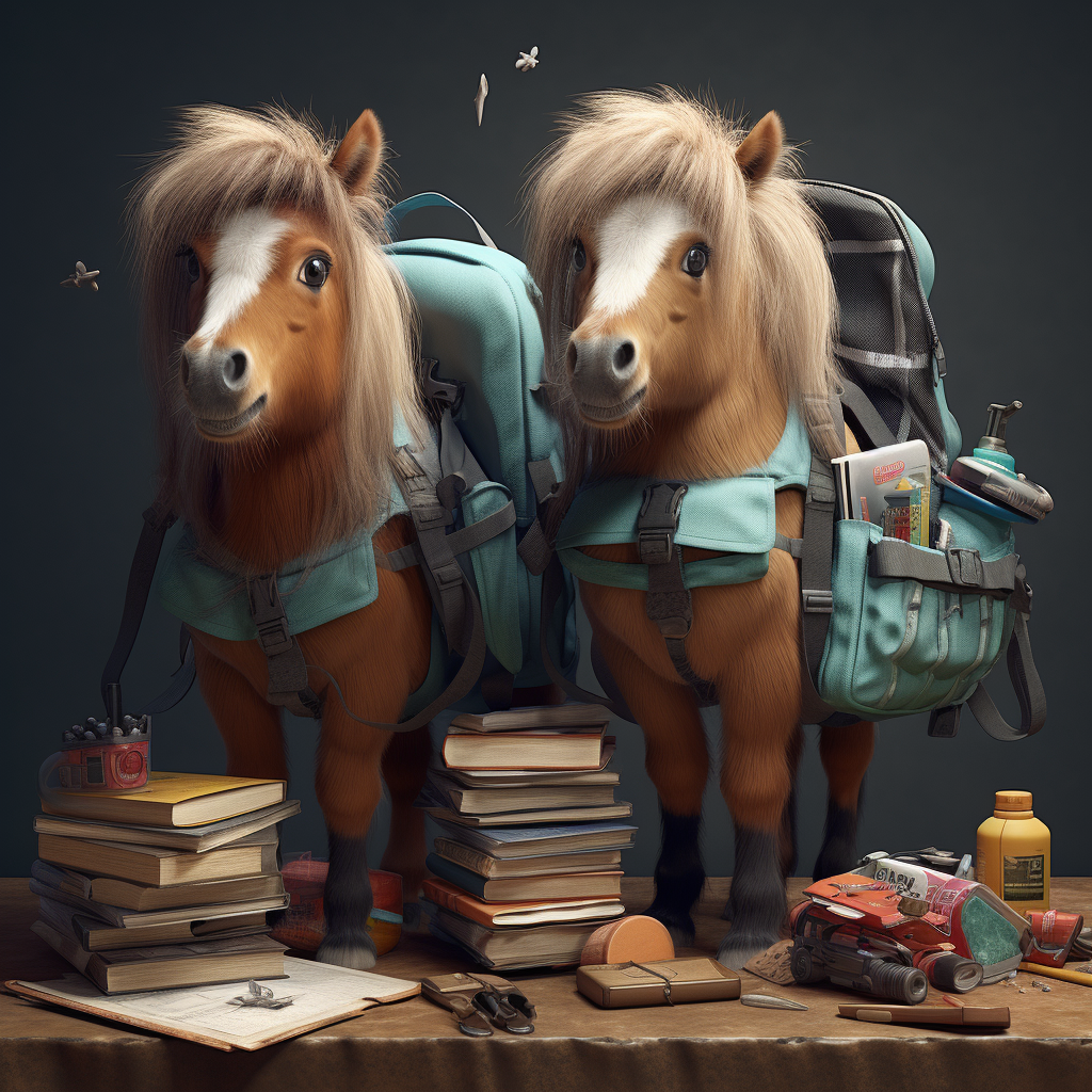 Cute Ponies with Education-related Elements