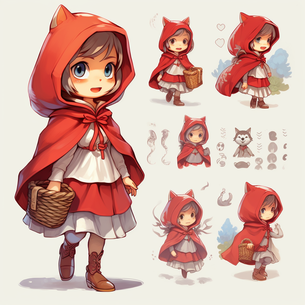 Charming character sheet for Little Red Riding Hood