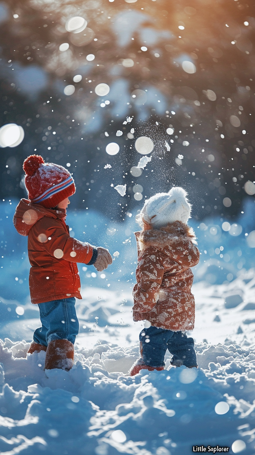 Little Snow Explorer with Kids in Snow