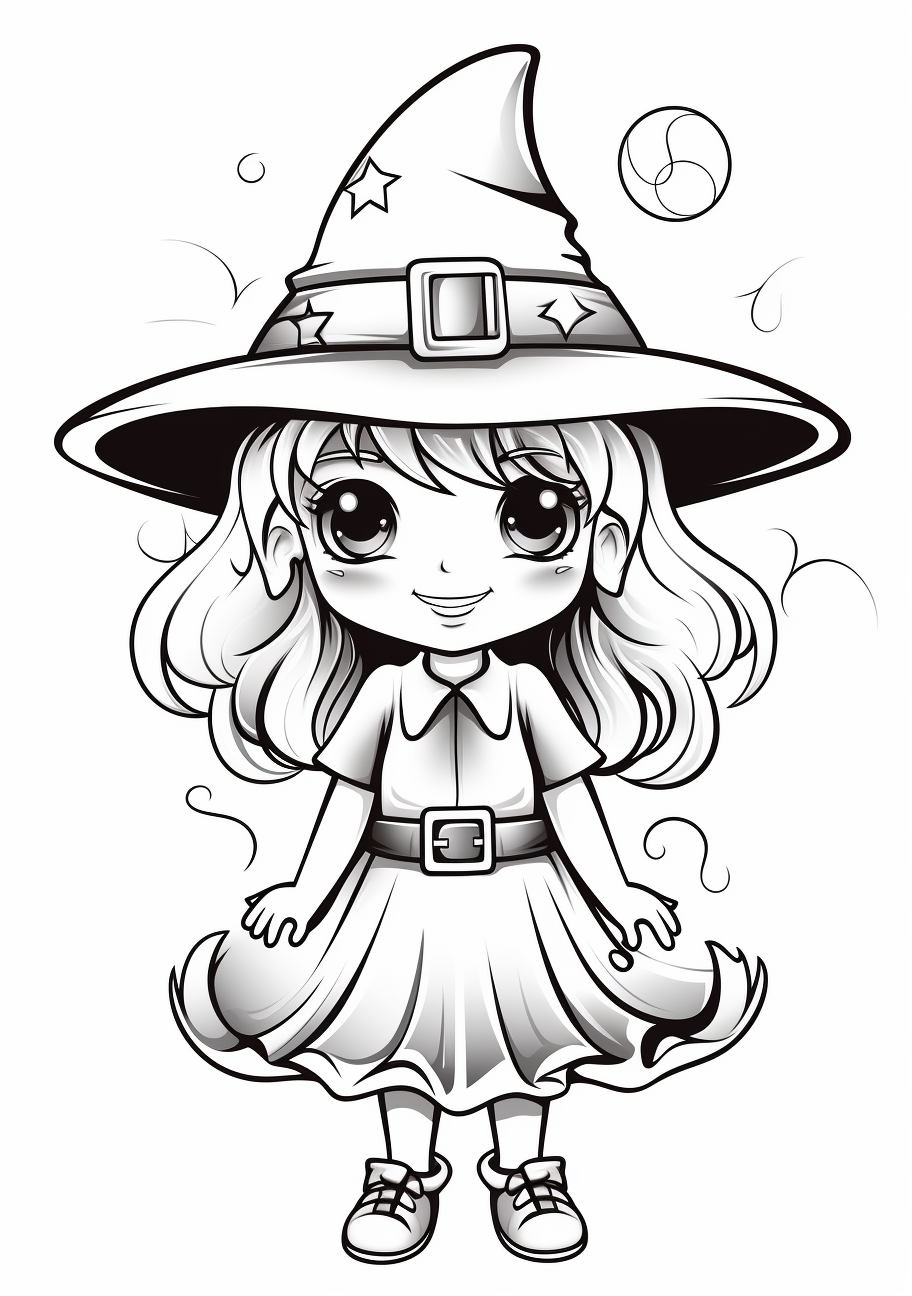 Cute little witch in a big hat