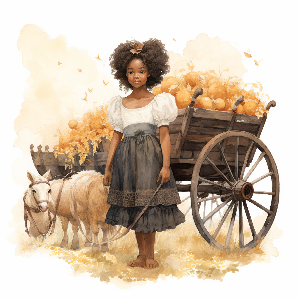 Little Black Girl Hayride Cart Image