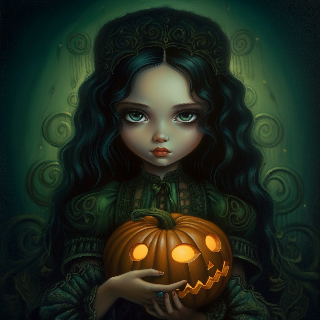 Sweet little urchin in Halloween moonlight