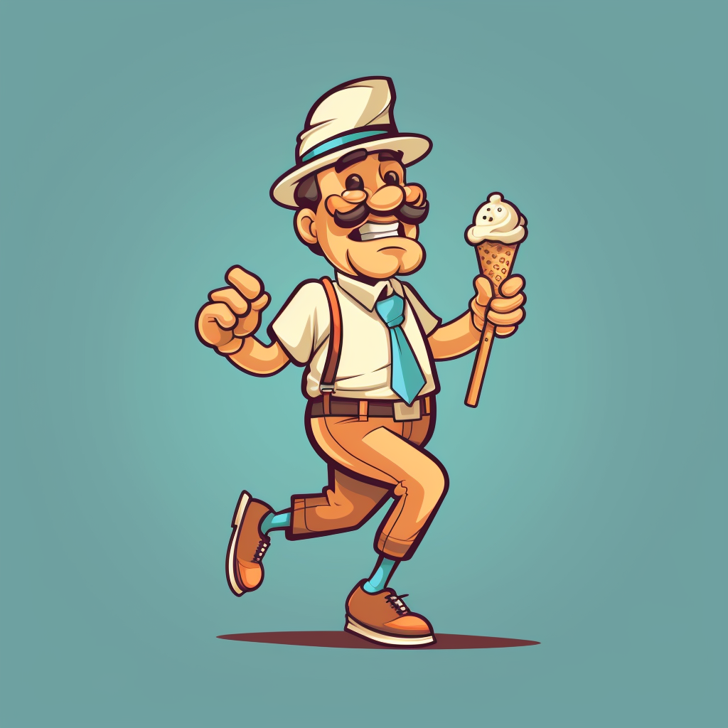 Retro Cartoon Gelato Icecream Mascot