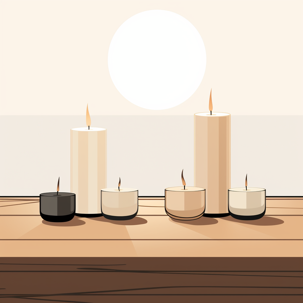 Minimalist living room candles on a table