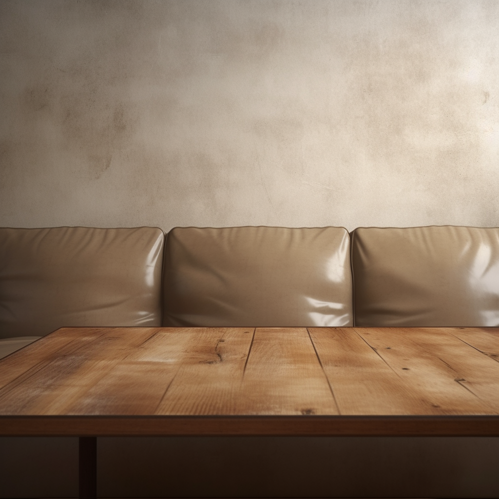 Empty table next to sofa in a living room