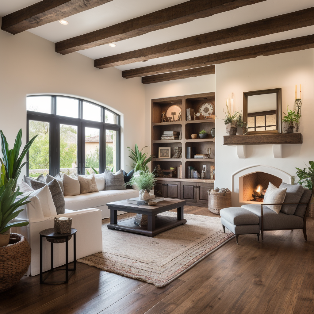 Transitional Living Room with Fireplace and Entertainment Center