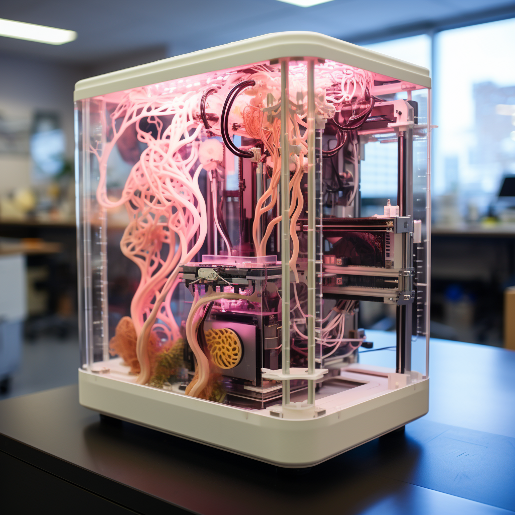 Bioprinter printing living tissue