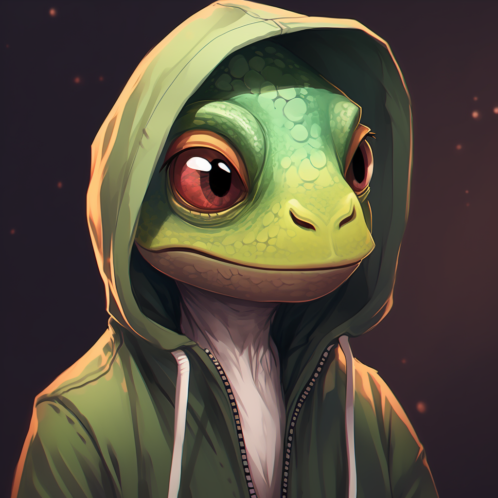 Lizard Character Wearing Hoodie Illustration