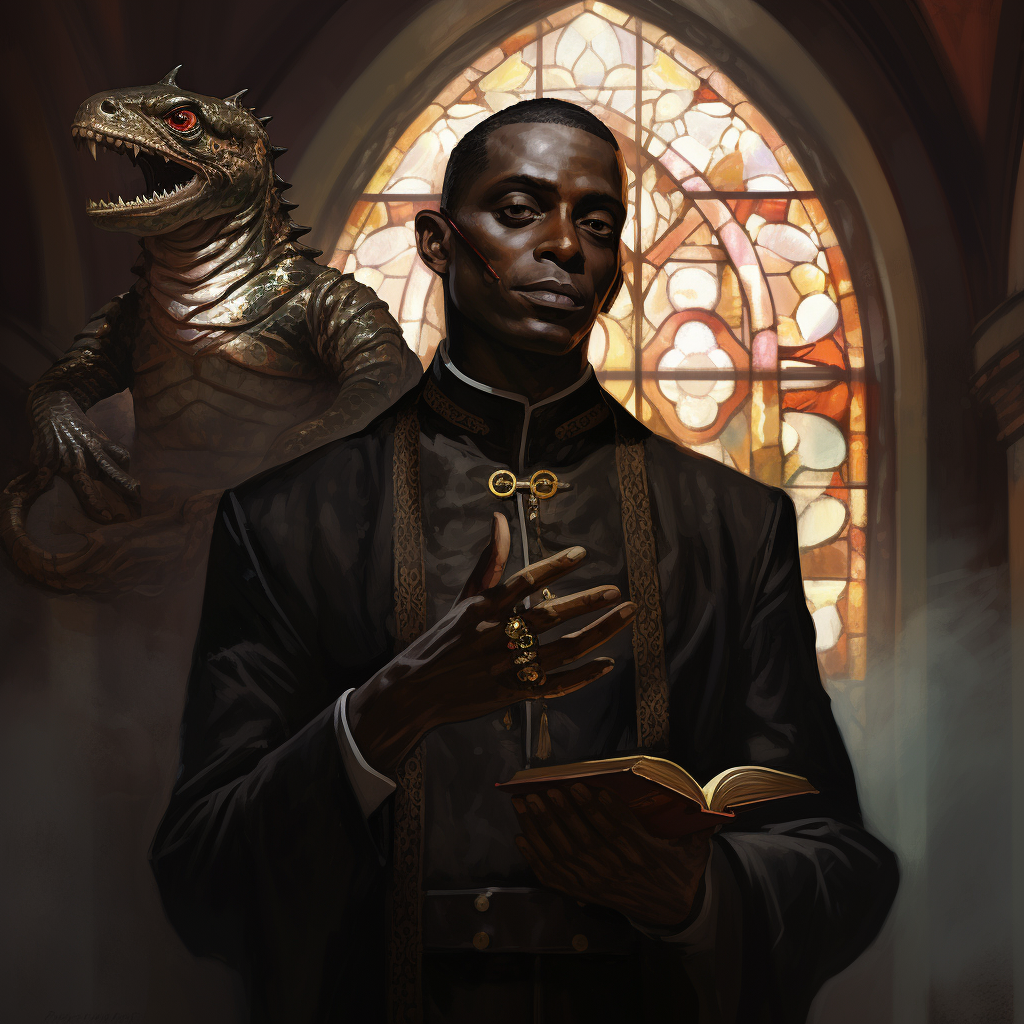 Mysterious Lizard Priest in Enchanting Fantasy World